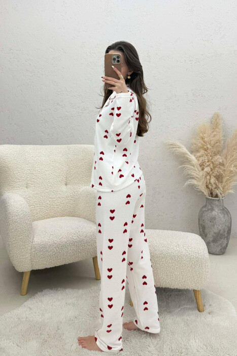 DOUBLE HEARTS DESIGN SHIRT+TROUSERS WOMEN PYJAMAS WHITE-RED/BAKU - 5