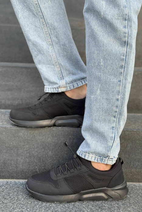 ELASTIC LACES SIMPLE EVERYDAY MEN SNEAKERS BLACK/ E ZEZE - 2