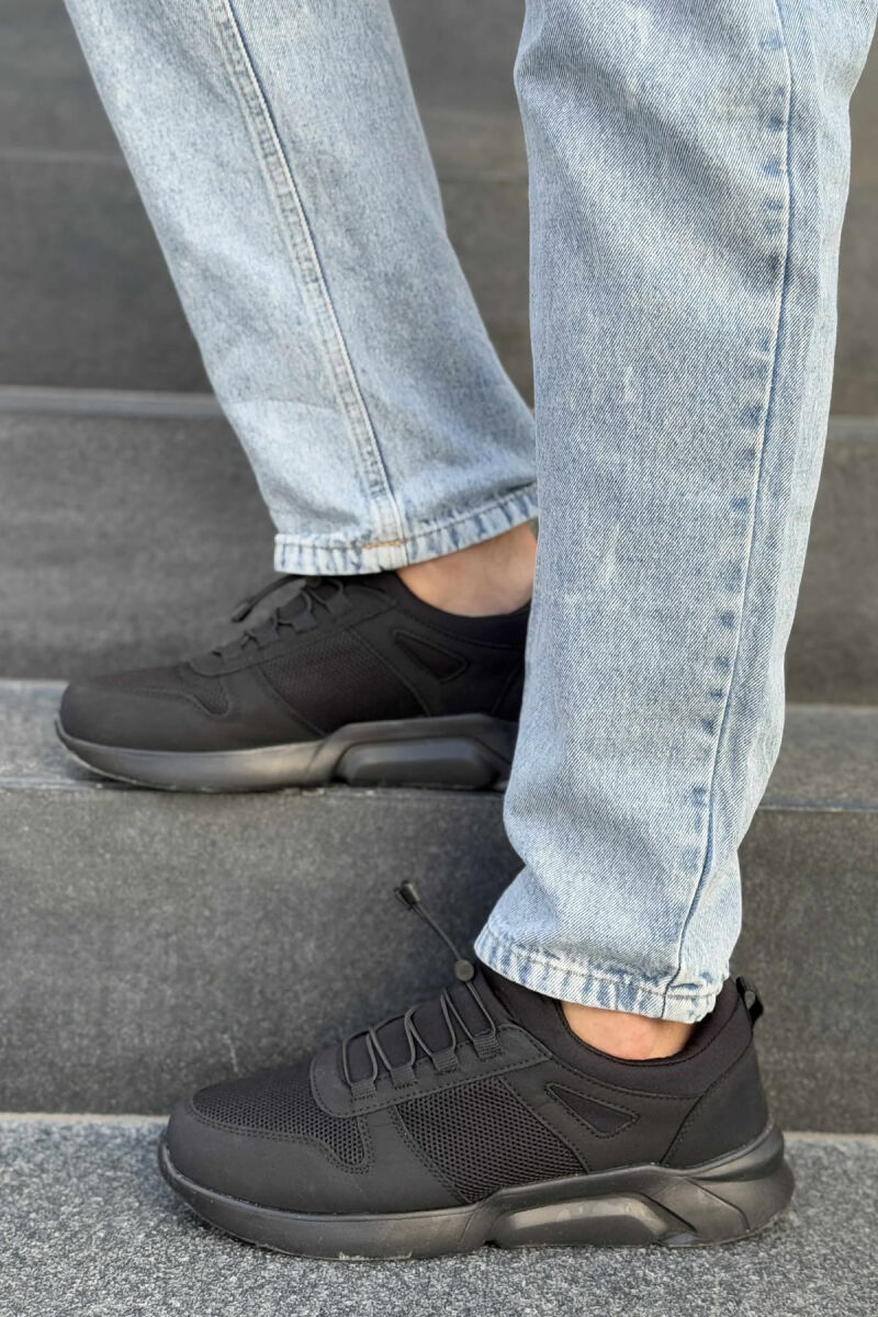 ELASTIC LACES SIMPLE EVERYDAY MEN SNEAKERS BLACK/ E ZEZE - 2