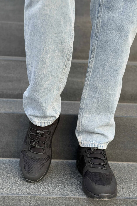 ELASTIC LACES SIMPLE EVERYDAY MEN SNEAKERS BLACK/ E ZEZE - 4