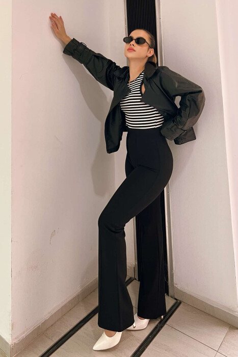 ELASTIC ONE COLOR WOMEN TROUSERS BLACK/ E ZEZE - 2