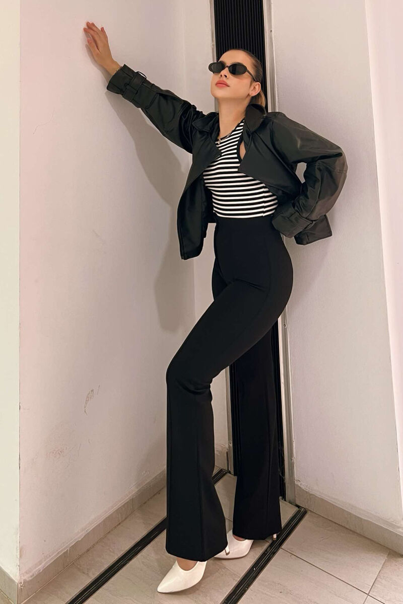 ELASTIC ONE COLOR WOMEN TROUSERS BLACK/ E ZEZE - 2