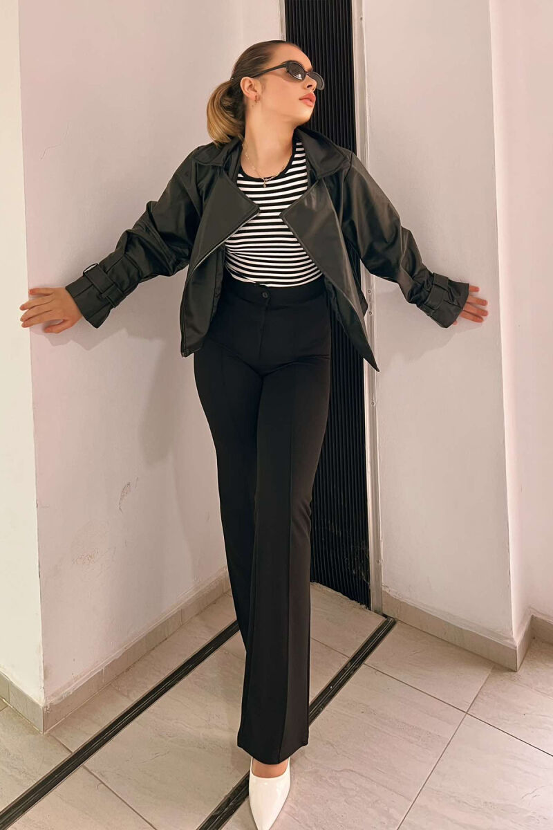 ELASTIC ONE COLOR WOMEN TROUSERS BLACK/ E ZEZE - 4