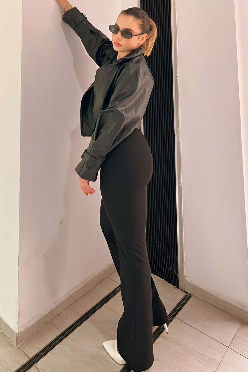 ELASTIC ONE COLOR WOMEN TROUSERS BLACK/ E ZEZE - 5