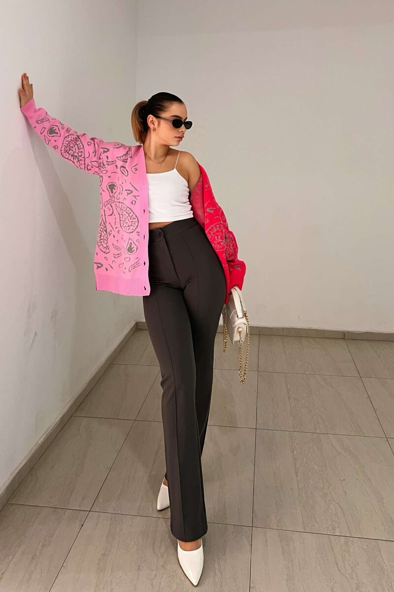 ELASTIC ONE COLOR WOMEN TROUSERS GREY/GRI - 4