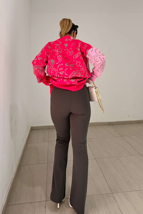 ELASTIC ONE COLOR WOMEN TROUSERS GREY/GRI - 7