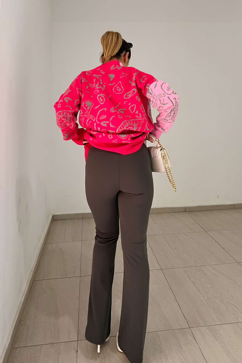 ELASTIC ONE COLOR WOMEN TROUSERS GREY/GRI - 7