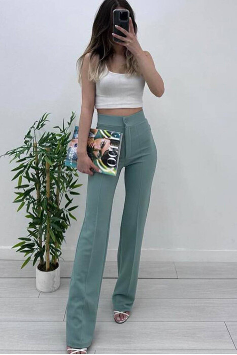 ELASTIC ONE COLOR WOMEN TROUSERS MINT/MENTE 