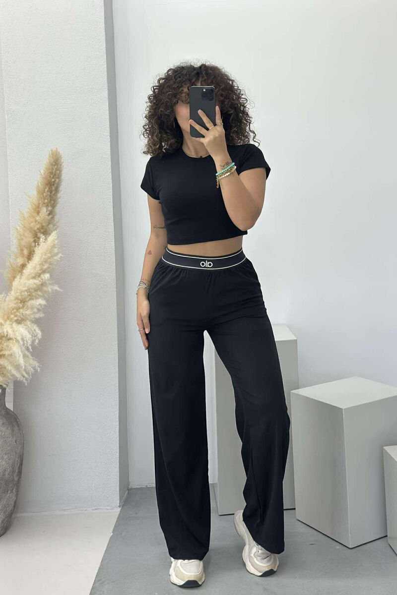 ELASTIC WAIST ALO WRITTING WOMEN TROUSERS BLACK/ E ZEZE - 2