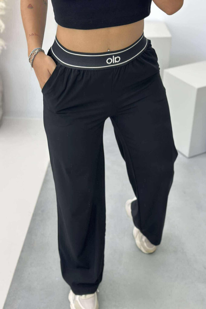 ELASTIC WAIST ALO WRITTING WOMEN TROUSERS BLACK/ E ZEZE - 1