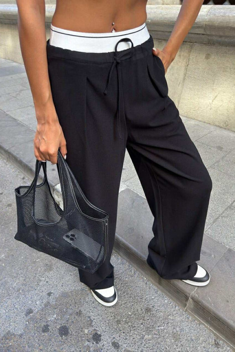 ELASTIC WAIST LACINGS WOMEN TROUSERS BLACK/ E ZEZE - 5