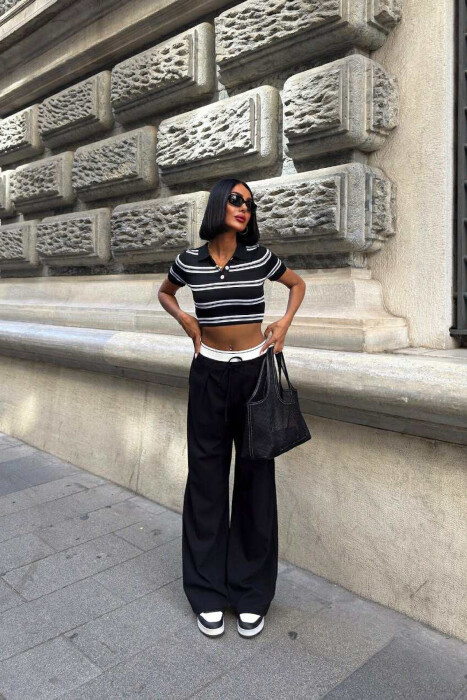 ELASTIC WAIST LACINGS WOMEN TROUSERS BLACK/ E ZEZE - 2