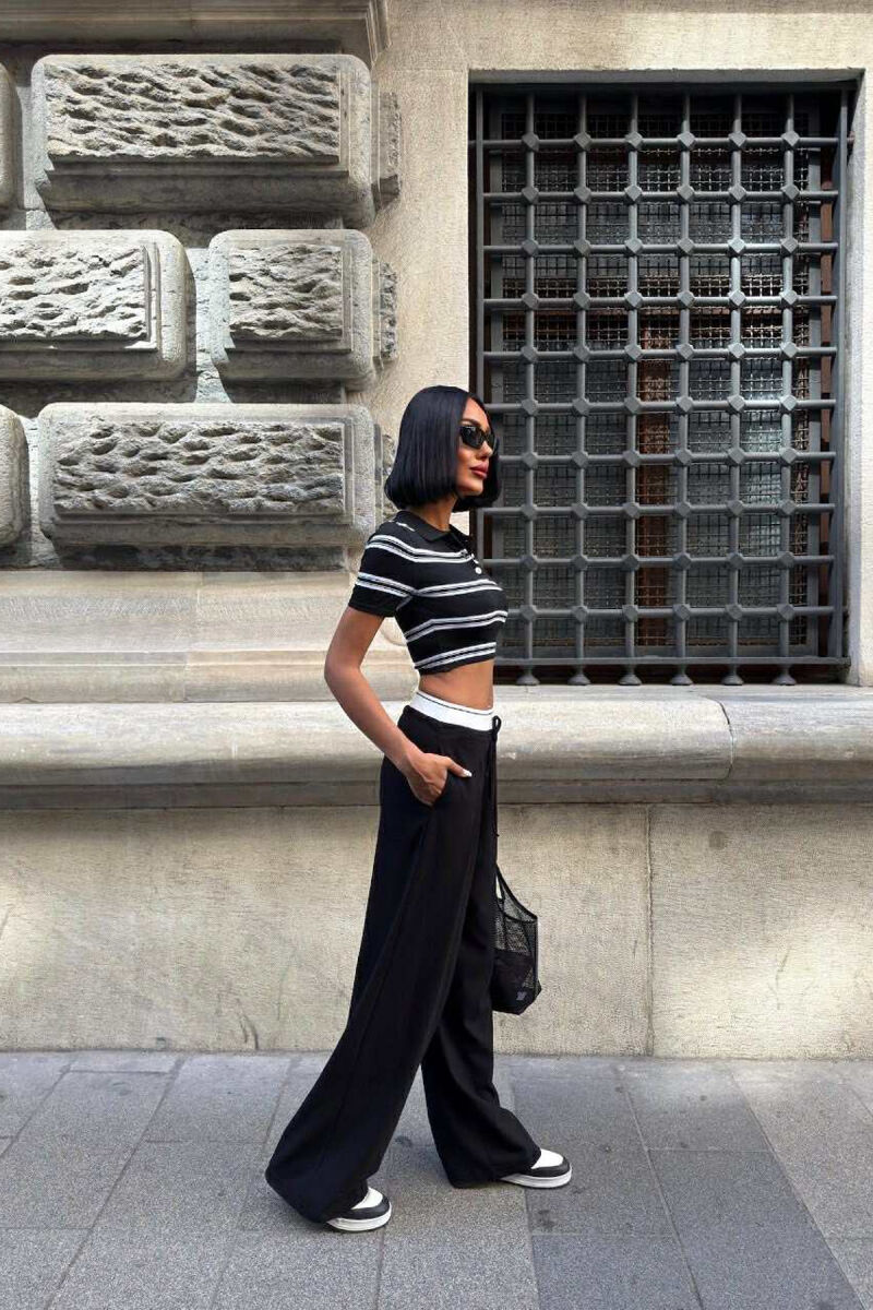 ELASTIC WAIST LACINGS WOMEN TROUSERS BLACK/ E ZEZE - 4