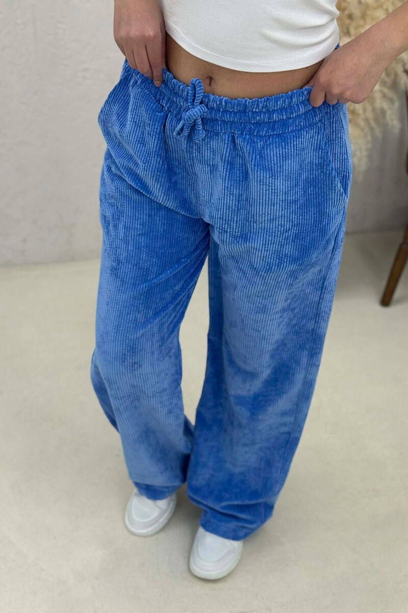 ELASTIC WAIST ONE COLOR WOMAN TROUSERS BLUE/BLU - 4