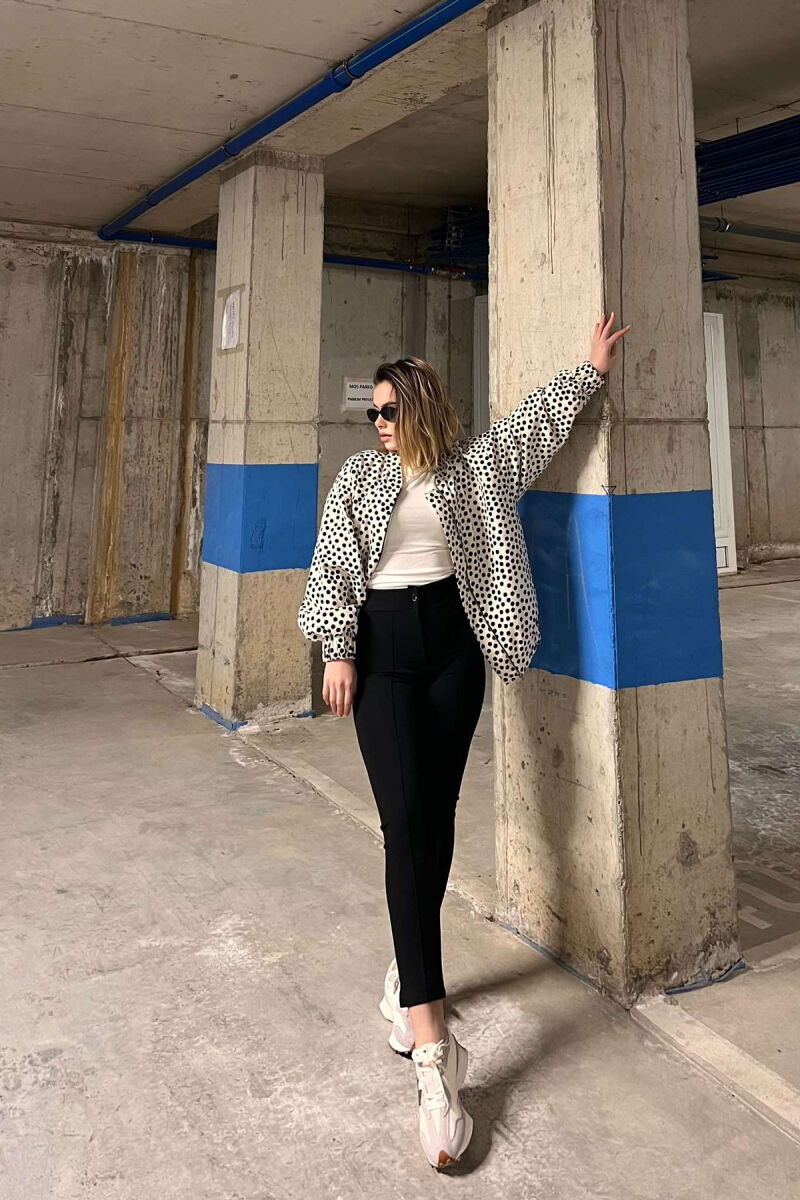 ELASTIC WAIST SIMPLE ONE COLOR WOMEN TROUSERS BLACK/ E ZEZE - 2