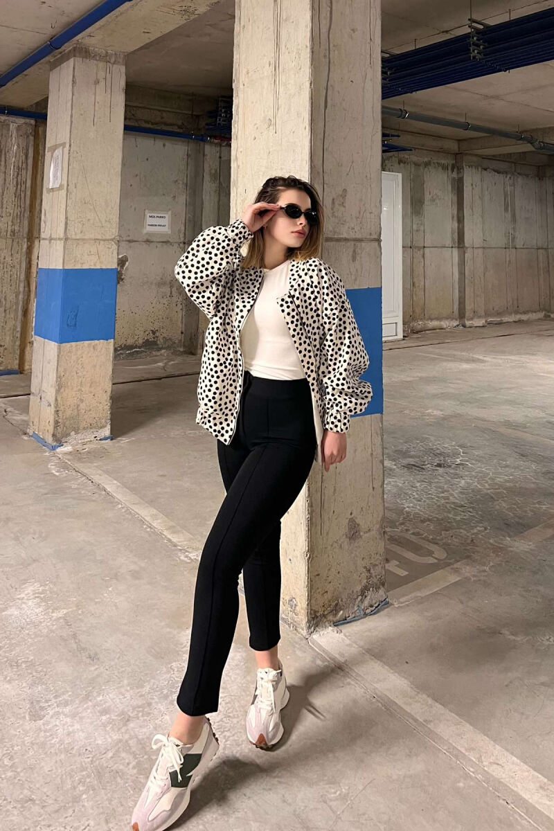 ELASTIC WAIST SIMPLE ONE COLOR WOMEN TROUSERS BLACK/ E ZEZE - 5