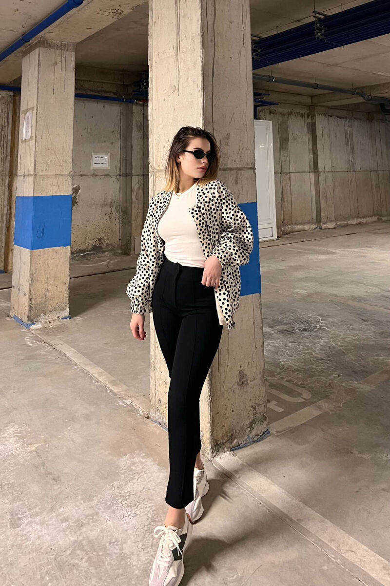 ELASTIC WAIST SIMPLE ONE COLOR WOMEN TROUSERS BLACK/ E ZEZE - 6