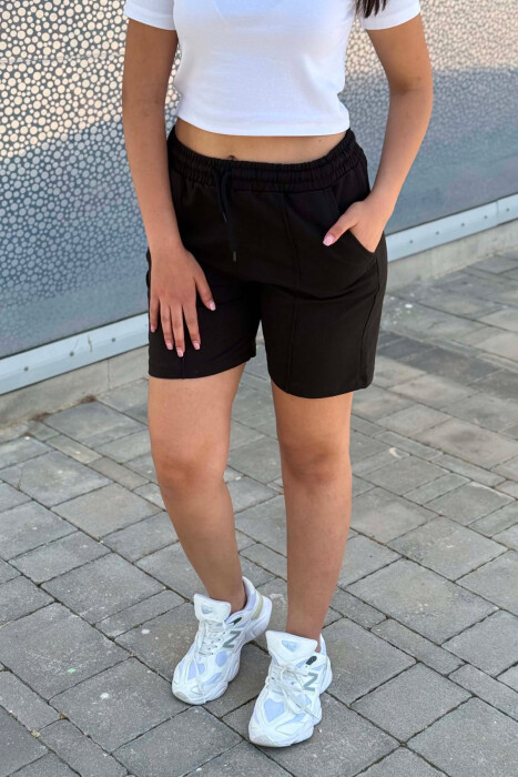 ELASTIC WAIST WOMAN SHORTS BLACK/ E ZEZE - 3