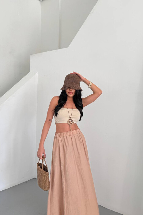 ELASTIC WAIST WOMAN SKIRT BEIGE/BEZHE - 3