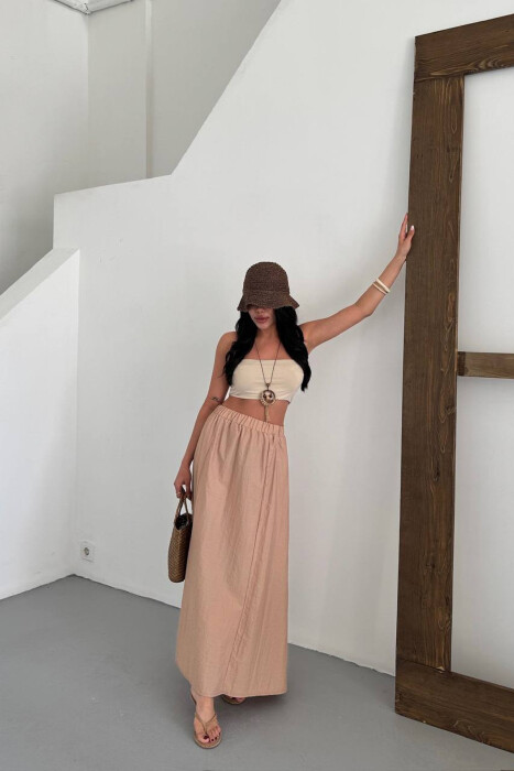 ELASTIC WAIST WOMAN SKIRT BEIGE/BEZHE - 4