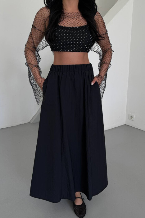 ELASTIC WAIST WOMAN SKIRT BLACK/ E ZEZE - 2