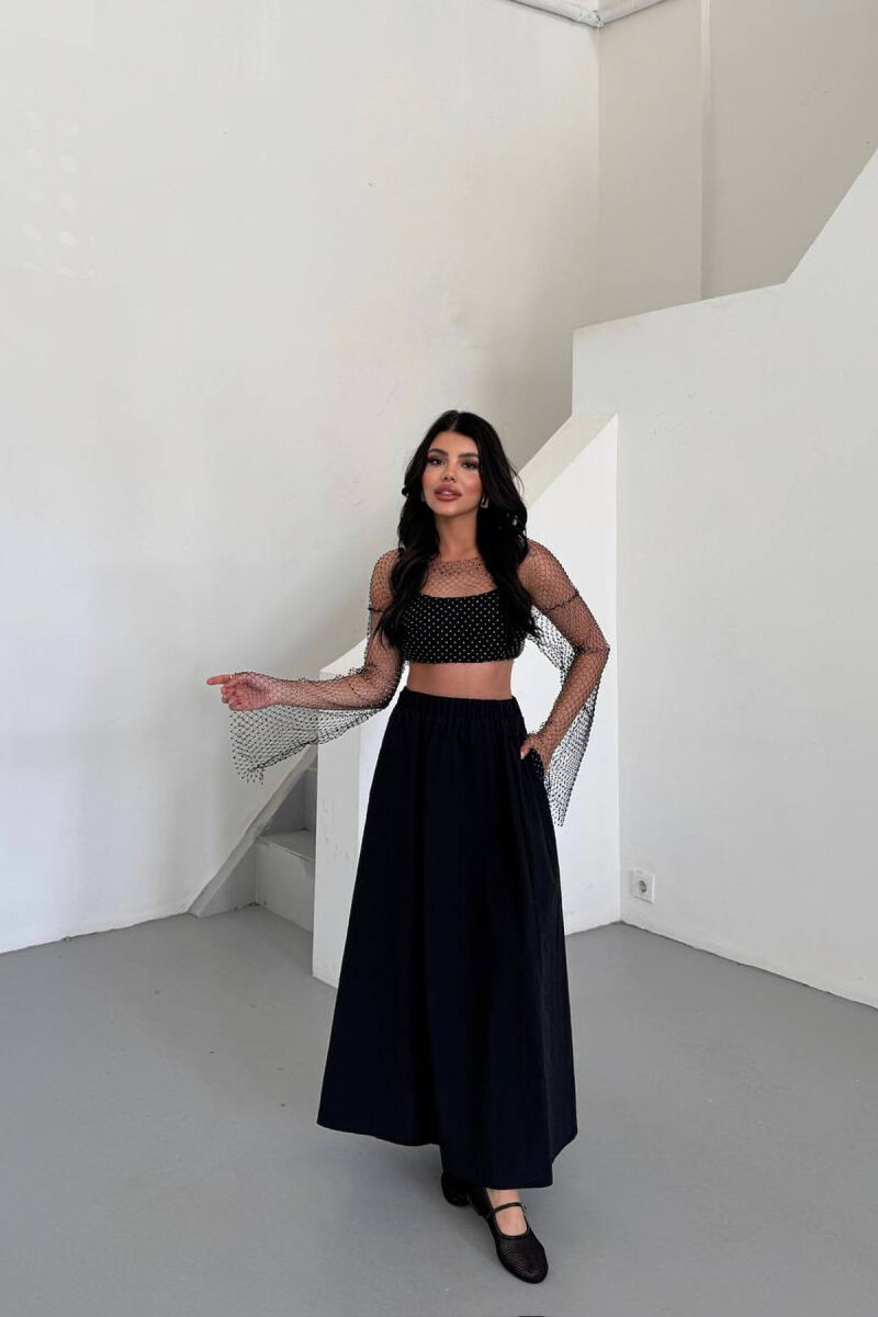 ELASTIC WAIST WOMAN SKIRT BLACK/ E ZEZE - 4