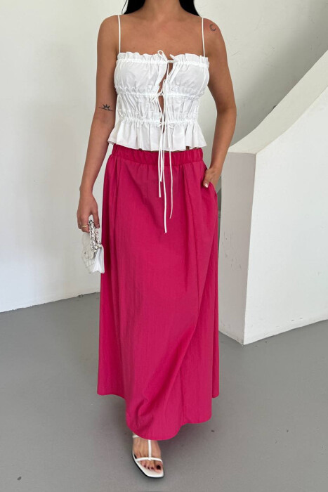 ELASTIC WAIST WOMAN SKIRT FUCHSIA/CIKLAMI - 4
