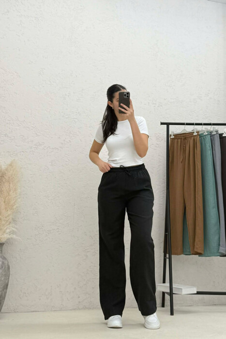 ELASTIC WAIST WOMAN TROUSERS BLACK/ E ZEZE - 2