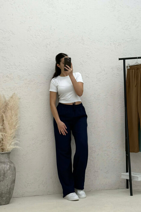 ELASTIC WAIST WOMAN TROUSERS BLUE/BLU - 2