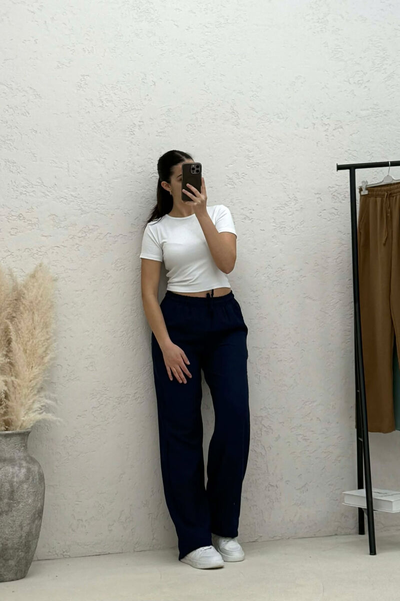 ELASTIC WAIST WOMAN TROUSERS BLUE/BLU - 2