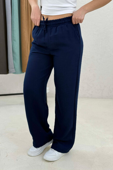 ELASTIC WAIST WOMAN TROUSERS BLUE/BLU - 4
