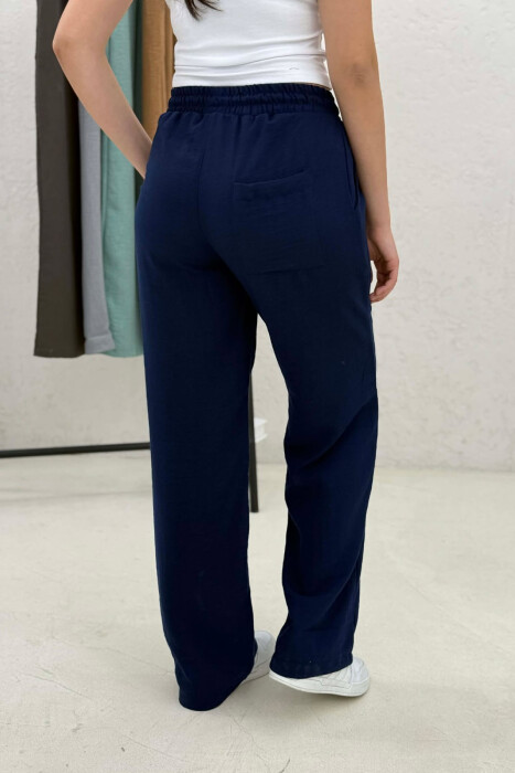 ELASTIC WAIST WOMAN TROUSERS BLUE/BLU - 5