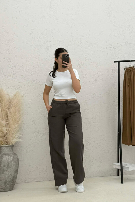 ELASTIC WAIST WOMAN TROUSERS DARK GREY/GEE - 2