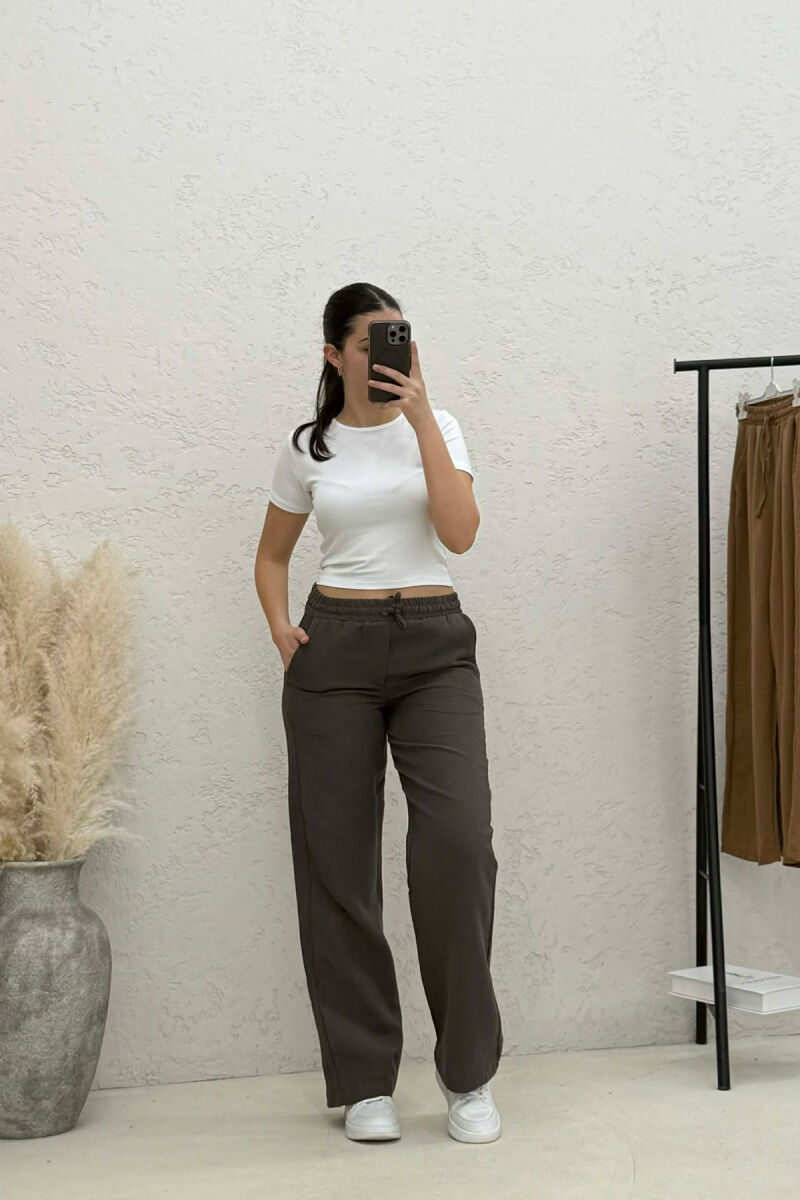 ELASTIC WAIST WOMAN TROUSERS DARK GREY/GEE - 2