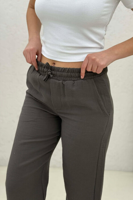 ELASTIC WAIST WOMAN TROUSERS DARK GREY/GEE - 4