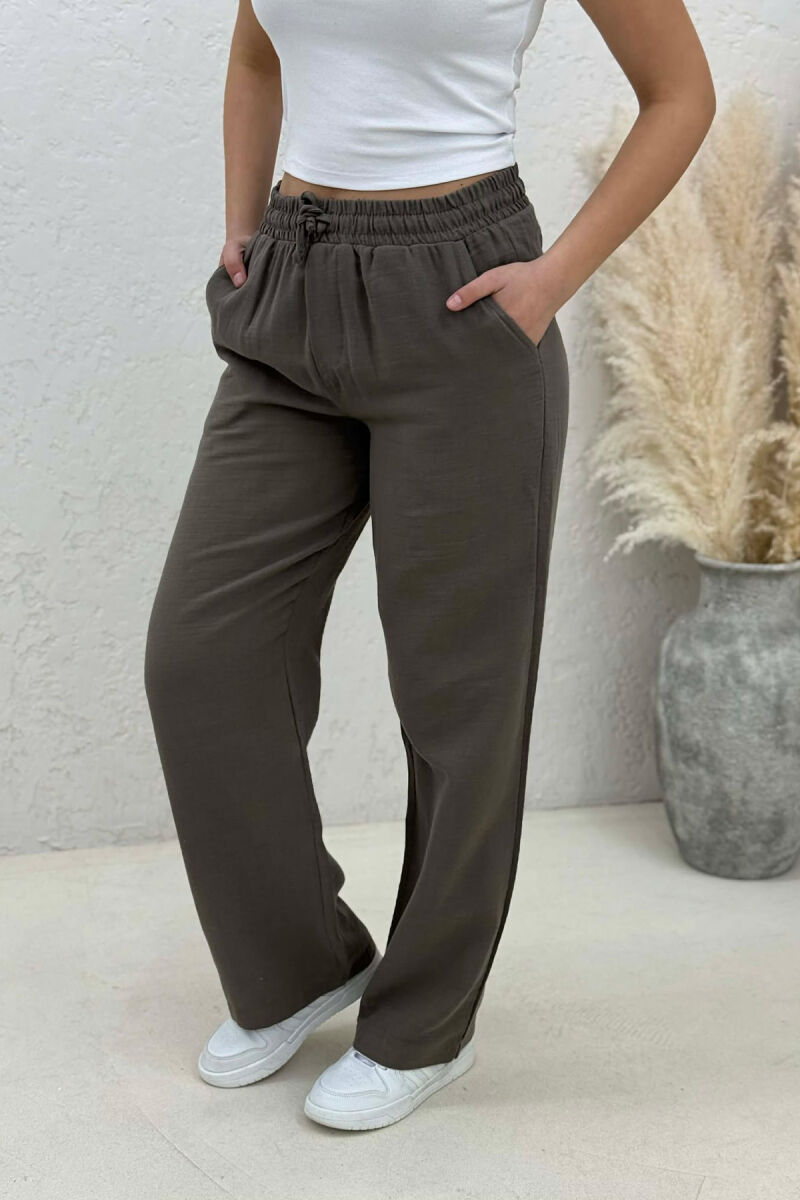 ELASTIC WAIST WOMAN TROUSERS GREEN/JESHILE - 3