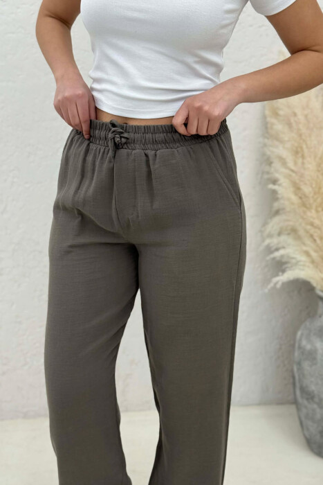 ELASTIC WAIST WOMAN TROUSERS GREEN/JESHILE - 4