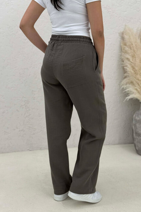 ELASTIC WAIST WOMAN TROUSERS GREEN/JESHILE - 5