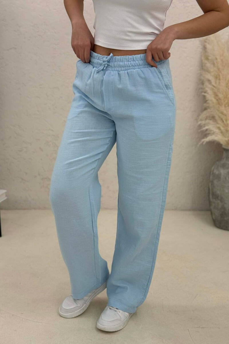 ELASTIC WAIST WOMAN TROUSERS LIGHTBLUE/BZ - 3