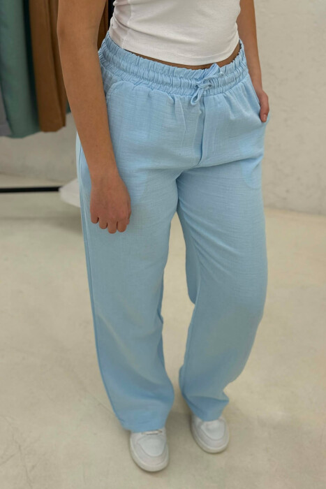 ELASTIC WAIST WOMAN TROUSERS LIGHTBLUE/BZ - 4