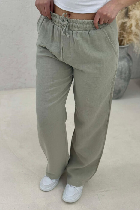 ELASTIC WAIST WOMAN TROUSERS MINT/MENTE - 4