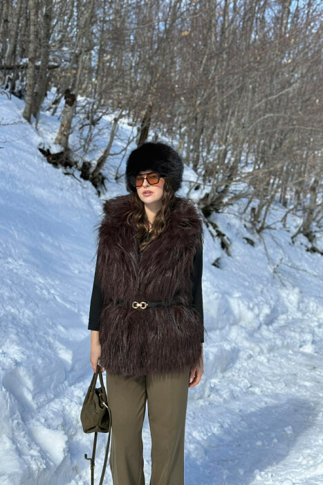 JELEK ME GEZOF DHE RRIP PER FEMRA NE NGJYRE KAFE - KLAUDIO FASHION