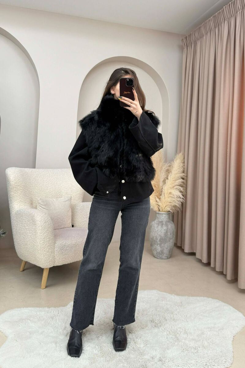 FAUX FUR ONE COLOR WOMEN VEST BLACK/ E ZEZE - 6