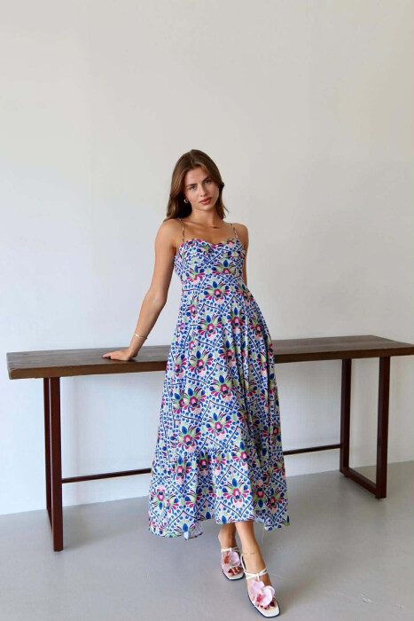 FLOWER DESIGN LONG WOMEN DRESS MULTIPLE/SHNGJ - KLAUDIO FASHION