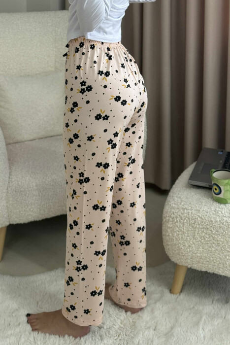 FLOWERS DESIGN BOW DETAIL WOMEN JOGGERS POWDER/PUDER - 4