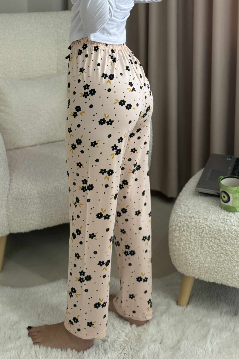 FLOWERS DESIGN BOW DETAIL WOMEN JOGGERS POWDER/PUDER - 4