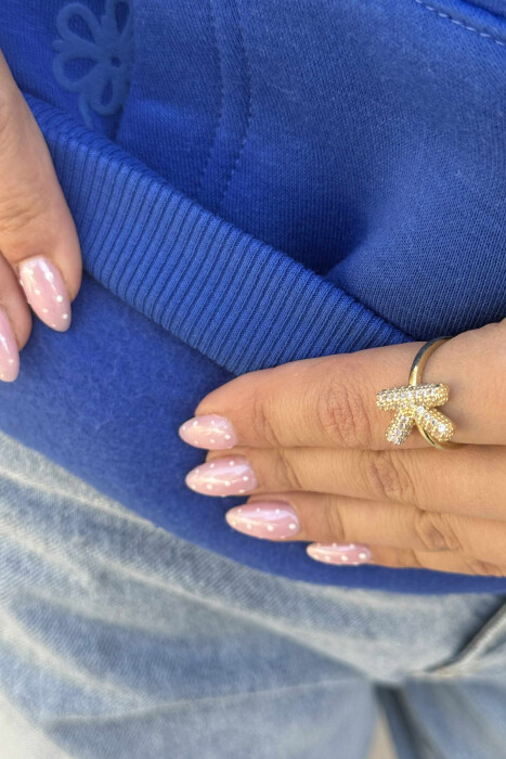 FLUFFY FLOWER DESIGN ONE COLOR WOMEN HOODIE BLUE/BLU - 4