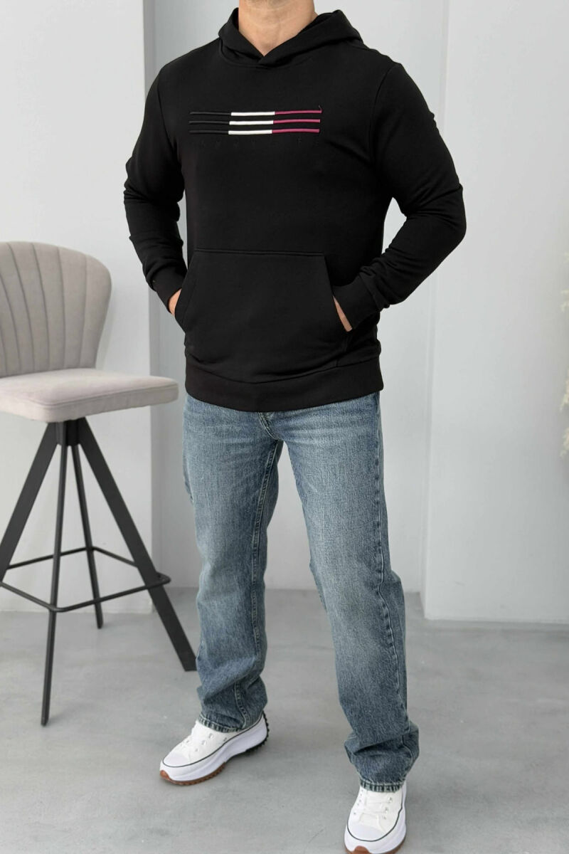 FLUFFY FRONT LOGO MEN HOODIE BLACK/ E ZEZE - 2