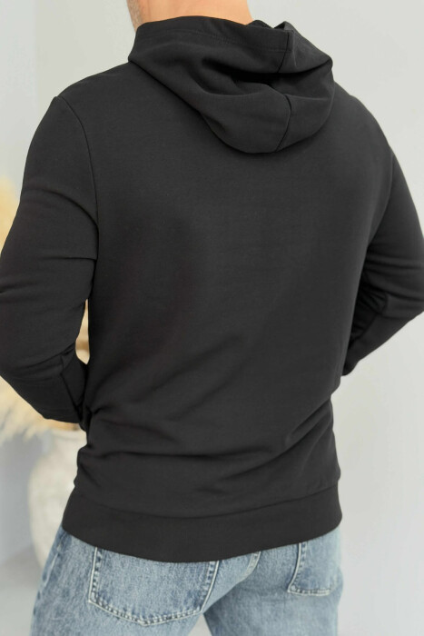 FLUFFY FRONT LOGO MEN HOODIE BLACK/ E ZEZE - 3