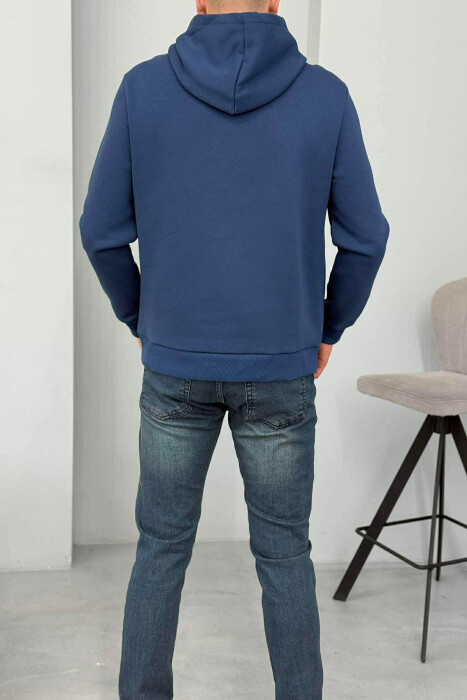 FLUFFY FRONT LOGO MEN HOODIE BLUE/BLU - 3